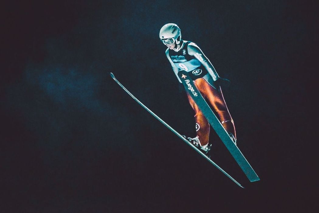 Klimafreundliches Fliegen: Skispringen.
